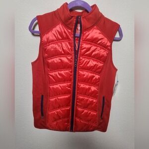 Reel Legends Performance Women's Fleece Vest Quilted Red Blue NWT Med‎ Outdoor